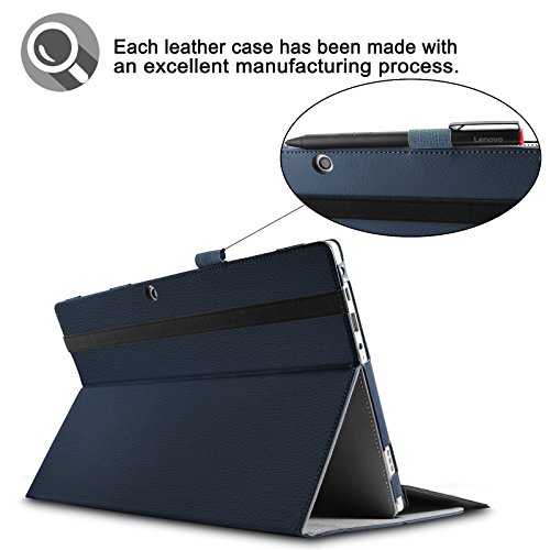 Lenovo Miix 510 Hülle Case -Infiland Slim Fit Folio PU-lederne dünne Kunstleder Schutzhülle Cover Tasche für Lenovo Miix 510 30,99cm (12,2 Zoll FHD) Windows Tablet-PC (Tablet und Tastatur sind nicht entgehaltet)(Dunkleblau) - 6