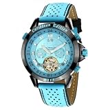 Calvaneo 1583 Herren-Armbanduhr Astonia Caribbean Edition Analog Automatik Leder blau 107629