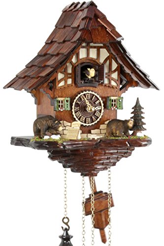 Kuckucksuhr Kuckuckuhr Echtholz NEU batteriebetriebenes Quartzwerk Kuckuckruf -Honigbär 28cm- 22387