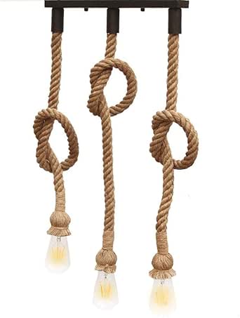 Lampadario Decorativo Di Design Lampadario A Corda Retro Impiccagione Artigianale Classica Ristorante Interno Tavolo Da Pranzo E27 3 Amazon It Illuminazione