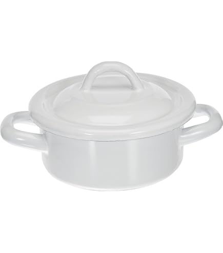 Riess Casseruola Con Coperchio In Smalto – 14 Cm, 0,75 L – Grigio Chiaro – Adatta A Induzione – Fatto A Mano Dal 1550
