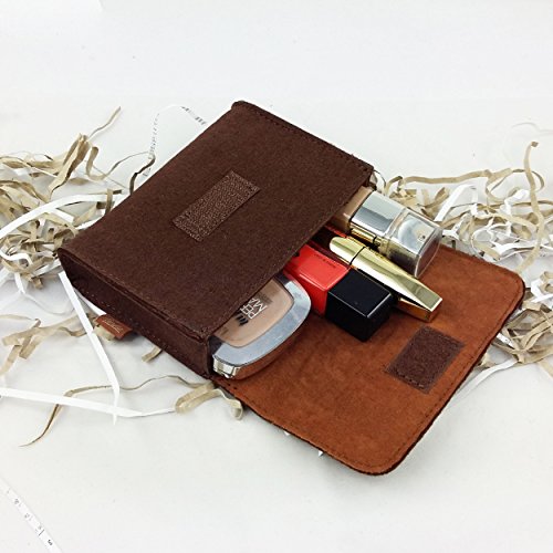 Täschchen Mini Hülle Tasche aus Filz für Zubehör und Accessoires (Netzteil, PC Maus, E-Zigarette, Kosmetik) Braun - 8
