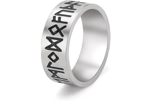 Dreamtimes Rostfritt stål äldre futhark runor ringar nordisk mytologi asgard nordisk viking religiösa ringar amulett talisman