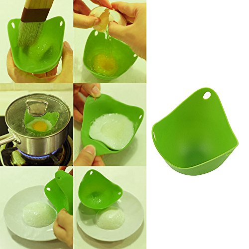 Gosear 4 STK Silikon Ei Wilderer Formteil Tassen Küche Kochgeschirr Backen Werkzeug in Mikrowelle Ofen Dampfer Grün - 6