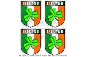 STICKERSWORLD Irlanda Irlandés Eire Trébol Shield 50 mm (2 ") bumper-helmet de vinilo pegatinas, calcomanías x4