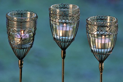 3er Set Gartenstecker Windlicht Höhe: 94cm