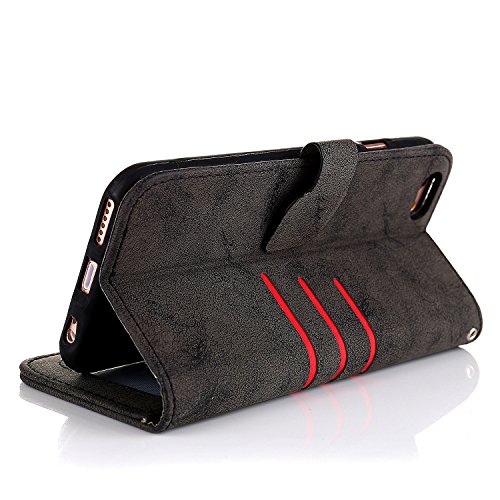 For iPhone SE Case,iPhone 5S Cover,iPhone 5 Cover,Premium [Retro Vintage] PU Leather Flip Case with Magnetic Closure Stand Wallet Card Holders For iPhone 5/5S/SE - Black