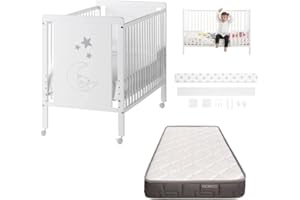 COOL · DREAMS Maxicuna colecho Convertible en Cama Indi MAX 140x70, Kit colecho, Colchón HR Morfeo y Barandillas CoolDreams
