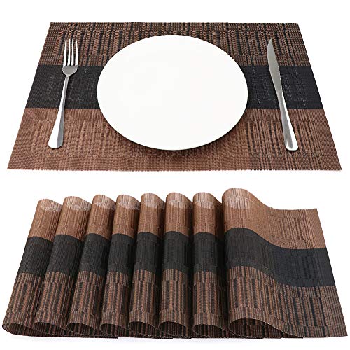 SueH Design Tovagliette Americane PVC 45 x 30cm Set 8 Pezzi Marrone