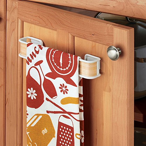 InterDesign 90780EU Affixx Peel and Stick Starke Selbstklebende Real-Wood Handtuchstange, Plastik, weiß / helles holz, 22,86 x 4,17 x 3,96 cm - 4