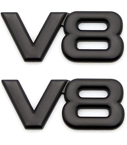 Autocollant Emblème V8 Chromé Pour Voiture - Argenté - Dimensions 8,2x3,2 Cm - Adhésif Fort
