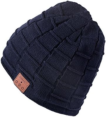 Unisex Bluetooth Beanie Winter Knit Hat V4.1 Wireless Musical Earphones/With HD Stereo Speaker Headphone Rechargeable USB Beanie Cap For Christmas Gifts - By Lisbest™ (Jr-Sea blue003) 