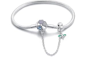 KUNSIR Joyería Pulsera de Mujer plata 925 Compatible con Abalorios, Serpiente Pulsera Compatible con Pandora Abalorios,Los Mejores Regalos para Chicas B2