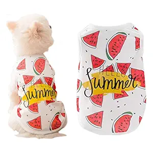 KINGMAS Breathable Dog Vest Pet Shirt Cute Summer Watermelon Pet Puppy T-Shirt Tank Top Clothes Stretchy Vest (M, Small Dog)