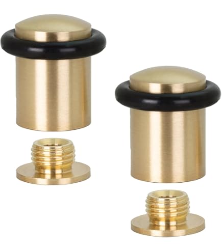 EVI Herrajes | Lot De 2 Butée De Porte | 20X25mm | Acier Inoxydable Finition Mate - Caoutchouc Blanc En Silicone Natural | Base Filetée - Vis & Cheville De Fixation Compris | I-181