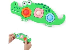 AYESY Juguetes Montessori 1 2 3 Años, Juguetes Fidget de Varios Artículos, Cocodrilo Verde Pop Fidget It Toys, Gira y Emite Sonidos Atrae la Atención del Bebé, Regalo para Niños Autistas