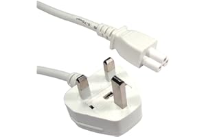 kenable Power Cord UK Plug to C5 Clover Leaf CloverLeaf Lead 1.8m Cable White [1.8 metres]