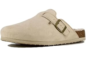 Les Arlesiennes Womens Fur Lined Clogs Fashion Soft Comfort Casual Slip On Buckle House Shoes