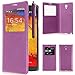 Produktbild VCOMP Flip-Cover Case Hülle Schale Ansicht kompatibel für Samsung Galaxy Note 3 neo/Lite Duos 3g LTE SM-N750 SM-N7505 SM-N7502 - VIOLETT + Eingabestift