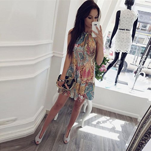 Keepwin Damen Midi kleid Elegant Ärmellos Sommer Böhmen Party Jahrgang Halter Tunika StrandKleid - 3