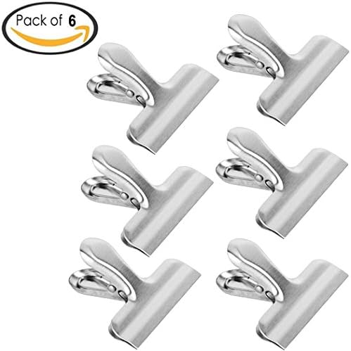 Chip Clips for Bags - 3 Inches Wide Stainless Steel Heavy-duty Food Bag Clips, All-Purpose Air Tight Seal Grip Clips for Kitchen Office, Set of 6