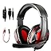 Produktbild Diswoe Gaming Headset für PS4 PC Xbox One, 3.5mm LED Rauschunterdrückung Gaming Kopfhörer mit Mikrofon, Bass Surround, Over-Ear Kopfhörer mit Lautstärkeregelung für PS4 Xbox One PC Laptop Smart Phone