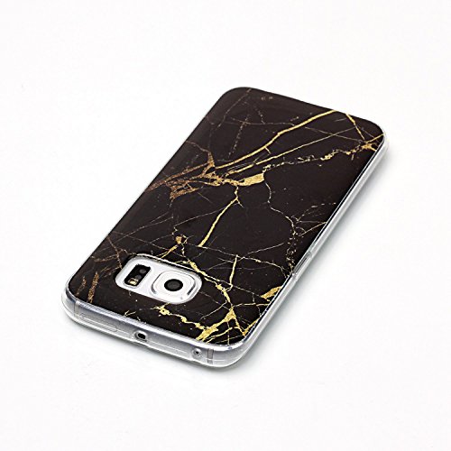 Cozy Hut Für Samsung Galaxy S6 Edge Handyhülle mit Marmor / Marble Design(schwarz / golden) | Handytasche | | Schale | | Hülle | | Case | Handy-etui | TPU-Bumper | Soft Case | Schutzhülle Cover für den optimalen Schutz ihres Samsung Galaxy S6 Edge (5,1 Zoll) – Gold schwarzer Marmor - 4