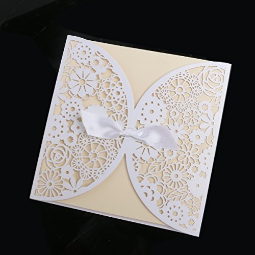 NUOLUX 10ST Hochzeit Einladungskarten mit Umschlägen-Stil (Elfenbein) - 3