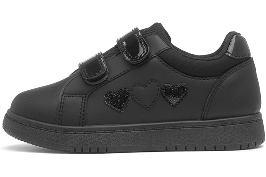 XL Kids Black Double Easy Fasten Heart Trainer