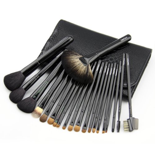 Luxury 21 PCS Professional Makeup Brush Tools Sets / Kits Natural Cosmetic Animal Hair Brushes with Pouch and Bag (21 pcs, Black)