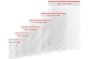 Worki foliowe z zamkiem błyskawicznym, 600 sztuk, torebki strunowe, zestaw Jecarden torebki plastikowe o grubości 80 µm, 6 rozmiarów, przezroczyste torebki z zamkiem błyskawicznym