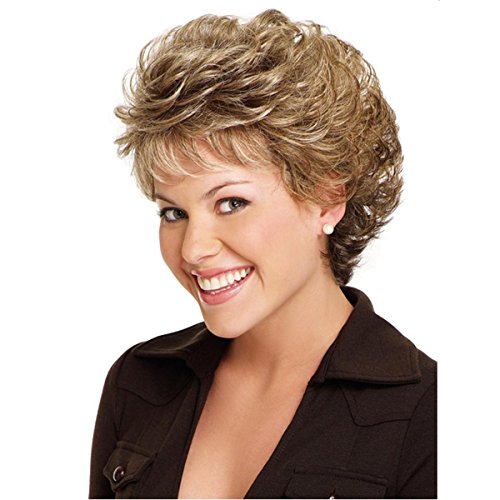Shky Middle Aged Women S Fluffy Short Curly Blond Hair Wigs High