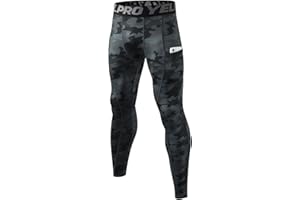 Ruowuhen Leggings Sportivi Uomo Pantaloni a Compressione con Tasche, Asciugatura Rapida Calzamaglia Baselayer for Gym Jogging Running Palestra
