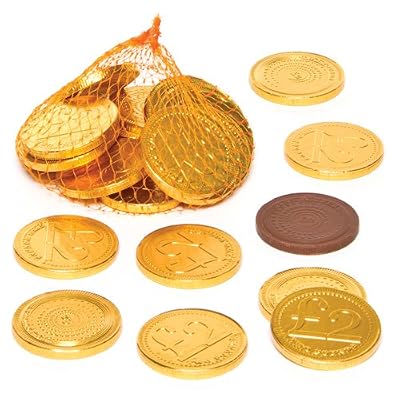Baker Ross Pièces en chocolat dorées à glisser dans les chaussettes et les pochettes-surprises des enfants pour les fêtes (Lot de 15)