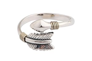 KONFEN Bague Argent Femme Homme, Viking Flèche Bague Ajustable Reglable Ouverte, Une Bague Vikings Pouce Anneau Bagues Reglables Orteil Bijoux Simple Vintage pour Femme Fille Homme Ado