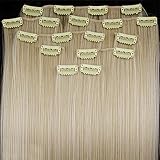 SODIAL(R) 8 22" #60 Lightest Blonde Straight Full Head Clip In Synthetic Hair Extensions