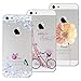 Produktbild Yokata [3 Packs] iPhone SE / iPhone 5 / iPhone 5s Hülle Transparent Weiche Silikon Handytasche Handyhülle Schutzhülle TPU Handy Tasche Schale Etui Weich Silicone Bumper Ultra Dünn Slim Durchsichtig Premium Kratzfest Kreative Motiv Muster Clear Backcover Schutz für iPhone SE / iPhone 5 / iPhone 5s (4 Zoll) Case Cover - Turm und Fahrrad + Blumen und Schmetterlinge + Blumen