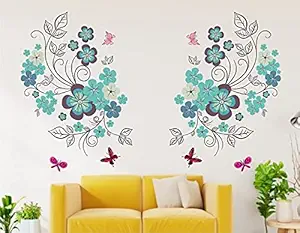 Heaven Decors Vine with Flower Decorative Bedroom Sticker (150 cm x 90 cm ) Multicolor