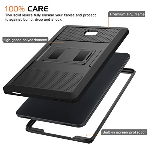 MoKo Galaxy Tab A 10.1 Hülle – [Heavy Duty] Ganzkörper-Rugged Hybrid Stand Cover Schutzhülle mit integriertem Displayschutz für Samsung Galaxy Tab A 10.1″ (2016) Wi-Fi/ LTE T580N / T585N, Schwarz - 2