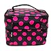 JACKY Wave Dot Case Makeup Double Cosmetic Hand Bag Tool Storage Toiletry (Black hot pink)