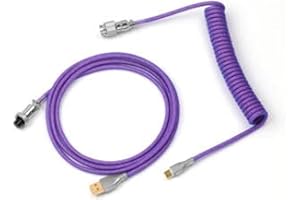 EPOMAKER Mix kabel USB typu C, 1,8 m, typ C do USB A, TPU, mechaniczny kabel spiralny do klawiatury ze zdejmowanym złączem Aviator do klawiatury gamingowej (fioletowy)