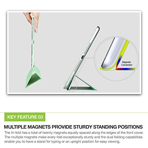 iPad Mini Hülle, ESR® Yippee Series Auto Aufwachen / Schlaf Funktion PU Ledertasche mit Durchschaubar Rückseite Abdeckung Schutzhülle für iPad mini 3/2/1 (Frühling Minze) - 7