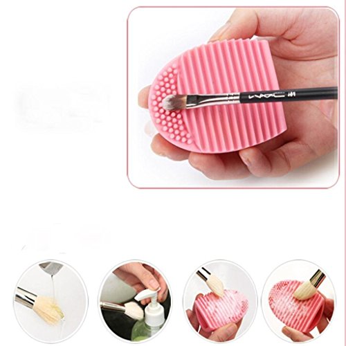 TopSuper Silicone MakeUp Washing Brush Scrubber Board Cosmetic Clean Tool Cleaning Glove (Pink)