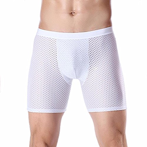 Bóxer para Hombre,YUYOUG Bóxer para Hombre Calzoncillos Largos de Buen Rendimiento (XXXL, White)