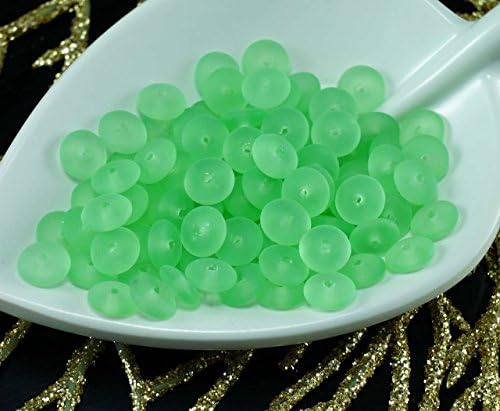 Matte Green Czech Glass Disk Disc Beads Round Flat One Hole Washer Disk Disc 6mm x 2mm 11g 100pcs
