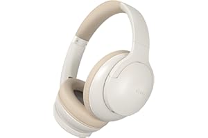 DOQAUS Auriculares Inalámbricos Bluetooth, 90 Horas Reproducción, 3 Modos EQ, Auriculares Inalámbricos Diadema Estéreo HiFi con Micrófono, Cascos Bluetooth 5.4 para Móviles/PC- Blanco Grisáceo