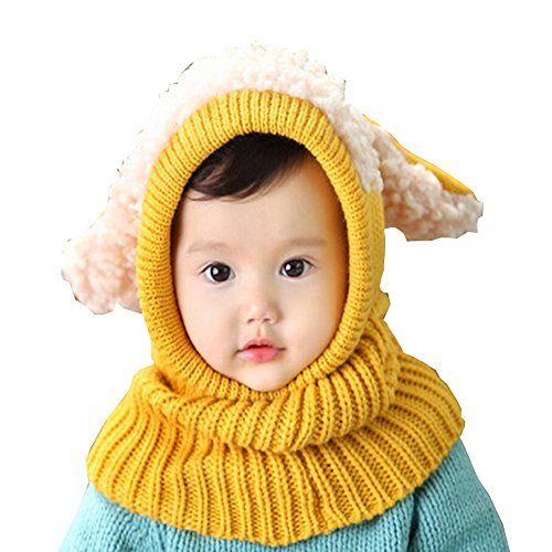 Unique Winter Baby Hat/Cap Useful Warm Cute Woolen Baby Hat with Scarf Yellow