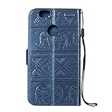 Huawei Nova Hülle,Lanyard Lederhülle Handytasche für Huawei Nova,JAWSEU Vintage Retro Relief Elefant Muster PU Leder Hülle im Bookstyle Kunstleder Brieftasche Folio Handytasche Wallet Case Flip Cover Hüllen Etui Ledertasche Magnetverschluss Soft Silikon Back Rückseite Cover mit Ständer Standfunktion Karten Slot und Magnetverschluss Kunstleder Schutzhülle für Huawei Nova + 1xSchwarz Glitzer Bling Eingabestift (Marineblau) - 