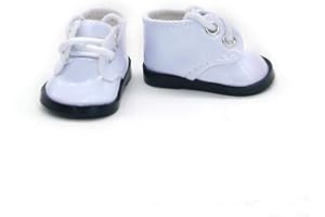 Aeromdale Doll Shoes PU Shoes with Shoelaces for 14 inch Dolls Accessories Toys - White A - 1 Pair