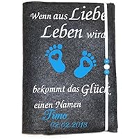 U-Heft Hülle mit Wunschnamen liebe leben Blau